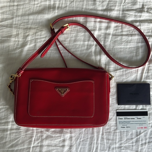 Prada Saffiano Leather Two Way Flap Bag - Picture 2 of 10
